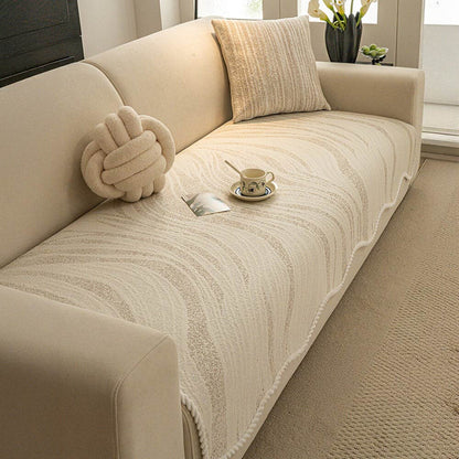 Cool-Touch Ice Silk Minimalist Couch Cover with Braided Edge