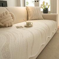 Cool-Touch Ice Silk Minimalist Couch Cover with Braided Edge
