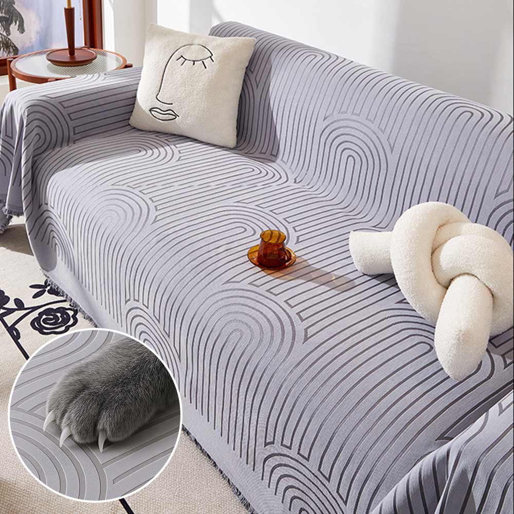 Chic Minimalist Arch Motif Chenille Throw Couch Cover — Scratch-Resistant & Ultra-Soft Comfort