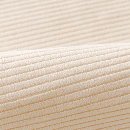 Cozy Contemporary Cream Vertical Stripe Fleece Couch Cover for All Seasons