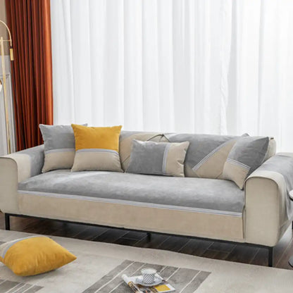 All-Season Water-Resistant Colorblock Couch Cover - Anti-Slip Sofa Protector for Pets and Kids