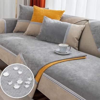 All-Season Water-Resistant Colorblock Couch Cover - Anti-Slip Sofa Protector for Pets and Kids