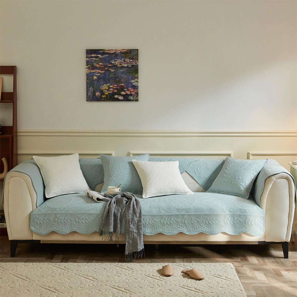 Boho Woven Textured Cotton Couch Cover – Breathable Farmhouse Style