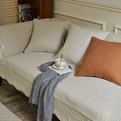 Boho Woven Textured Cotton Couch Cover – Breathable Farmhouse Style