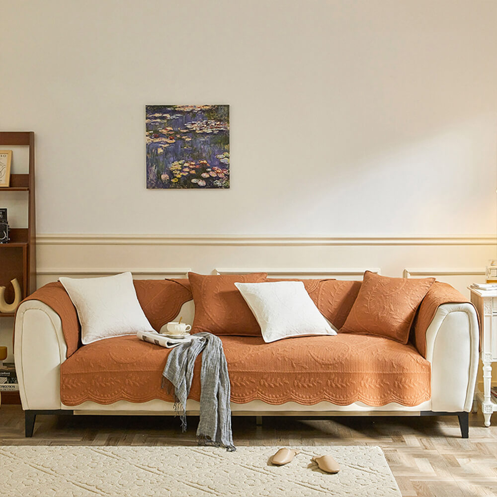 Boho Woven Textured Cotton Couch Cover – Breathable Farmhouse Style