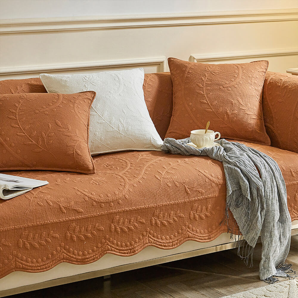 Boho Woven Textured Cotton Couch Cover – Breathable Farmhouse Style