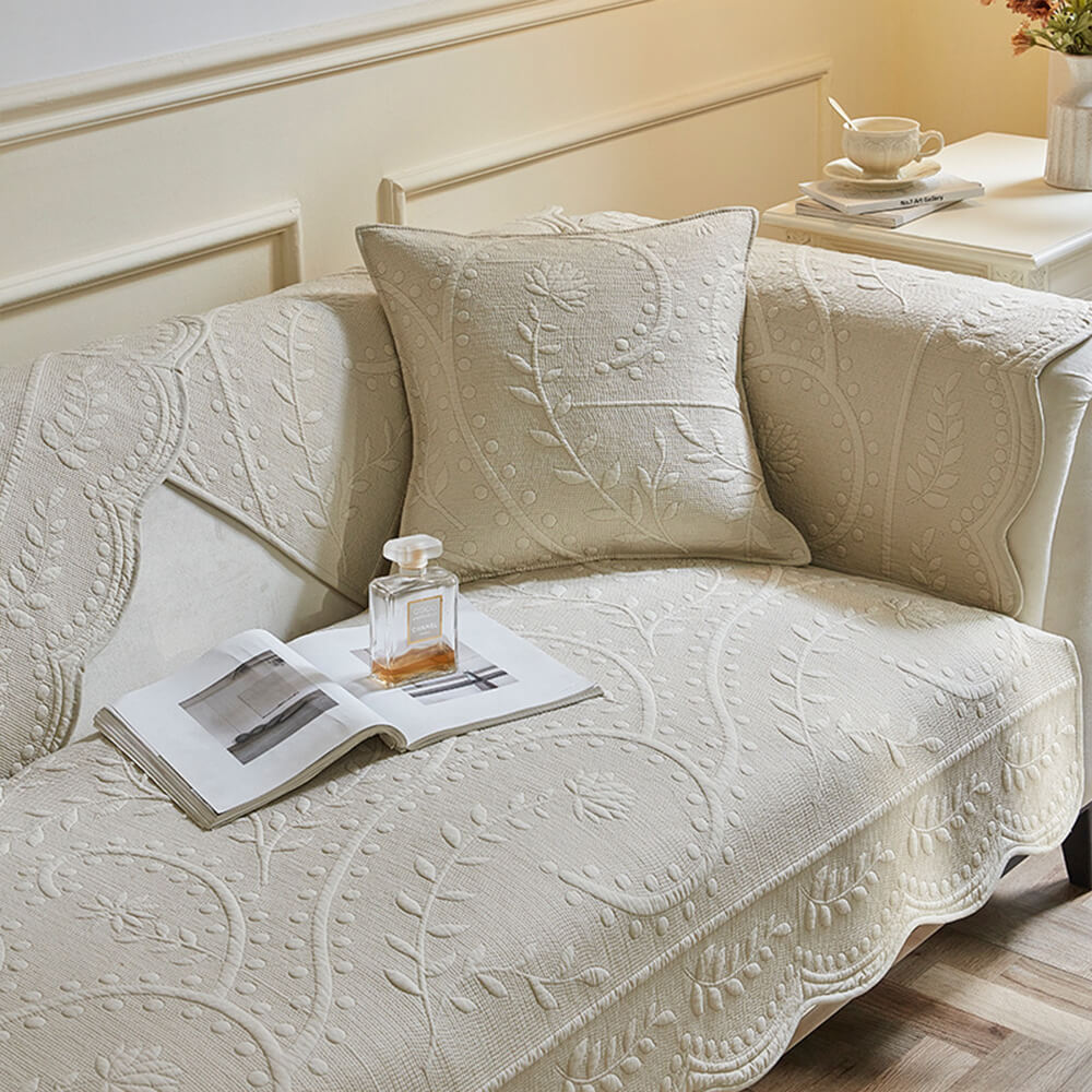 Boho Woven Textured Cotton Couch Cover – Breathable Farmhouse Style