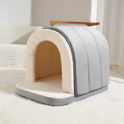 Cozy Cave-Style Warm Sleep Den for Cats & Dogs - Deep, Snug Hideaway