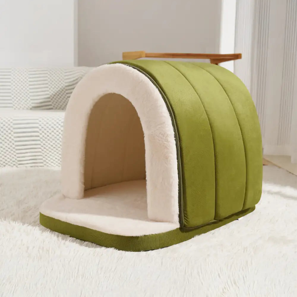 Cozy Cave-Style Warm Sleep Den for Cats & Dogs - Deep, Snug Hideaway