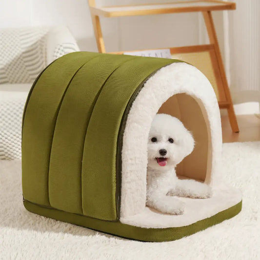 Cozy Cave-Style Warm Sleep Den for Cats & Dogs - Deep, Snug Hideaway