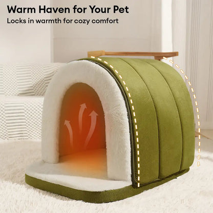 Cozy Cave-Style Warm Sleep Den for Cats & Dogs - Deep, Snug Hideaway