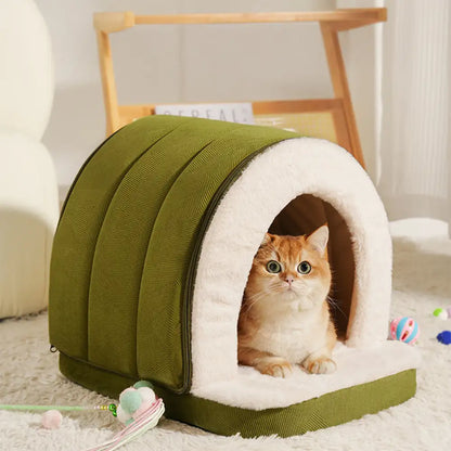 Cozy Cave-Style Warm Sleep Den for Cats & Dogs - Deep, Snug Hideaway