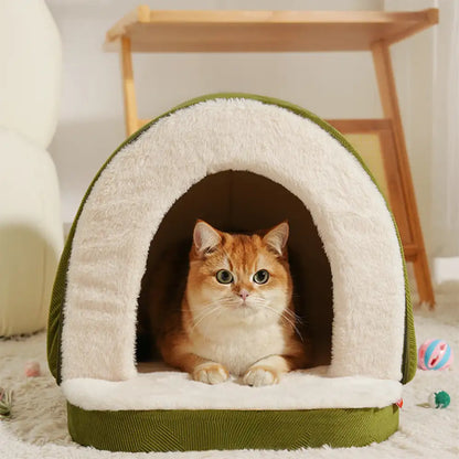 Cozy Cave-Style Warm Sleep Den for Cats & Dogs - Deep, Snug Hideaway