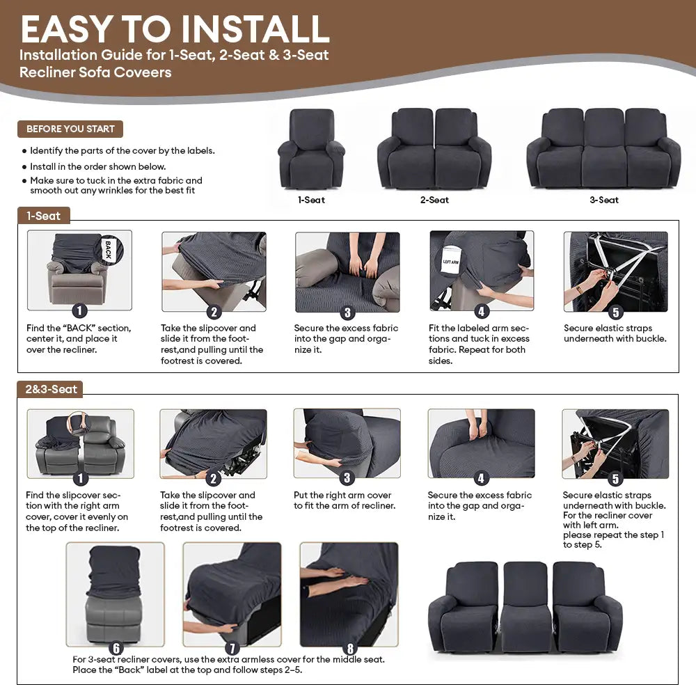 Luxurious Chenille Herringbone Elastic Full-Coverage Recliner Couch Cover