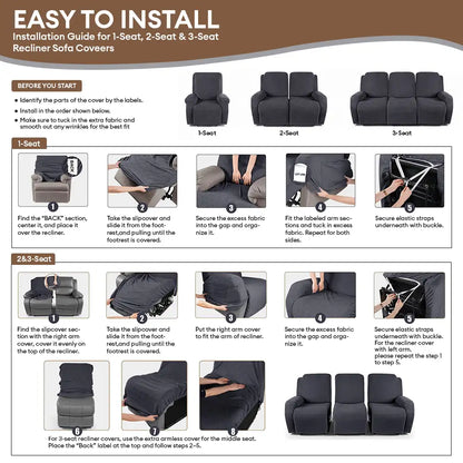 Luxurious Chenille Herringbone Elastic Full-Coverage Recliner Couch Cover