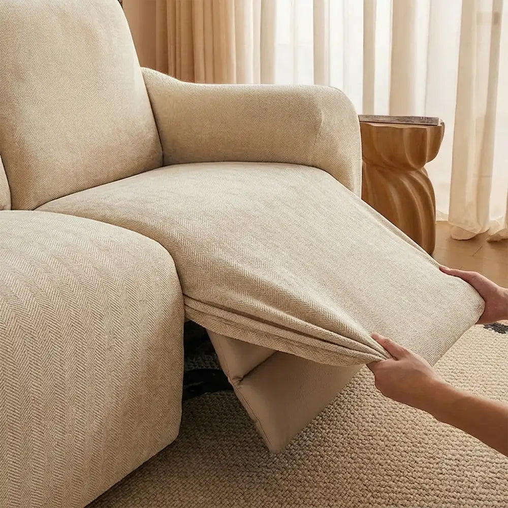 Luxurious Chenille Herringbone Elastic Full-Coverage Recliner Couch Cover