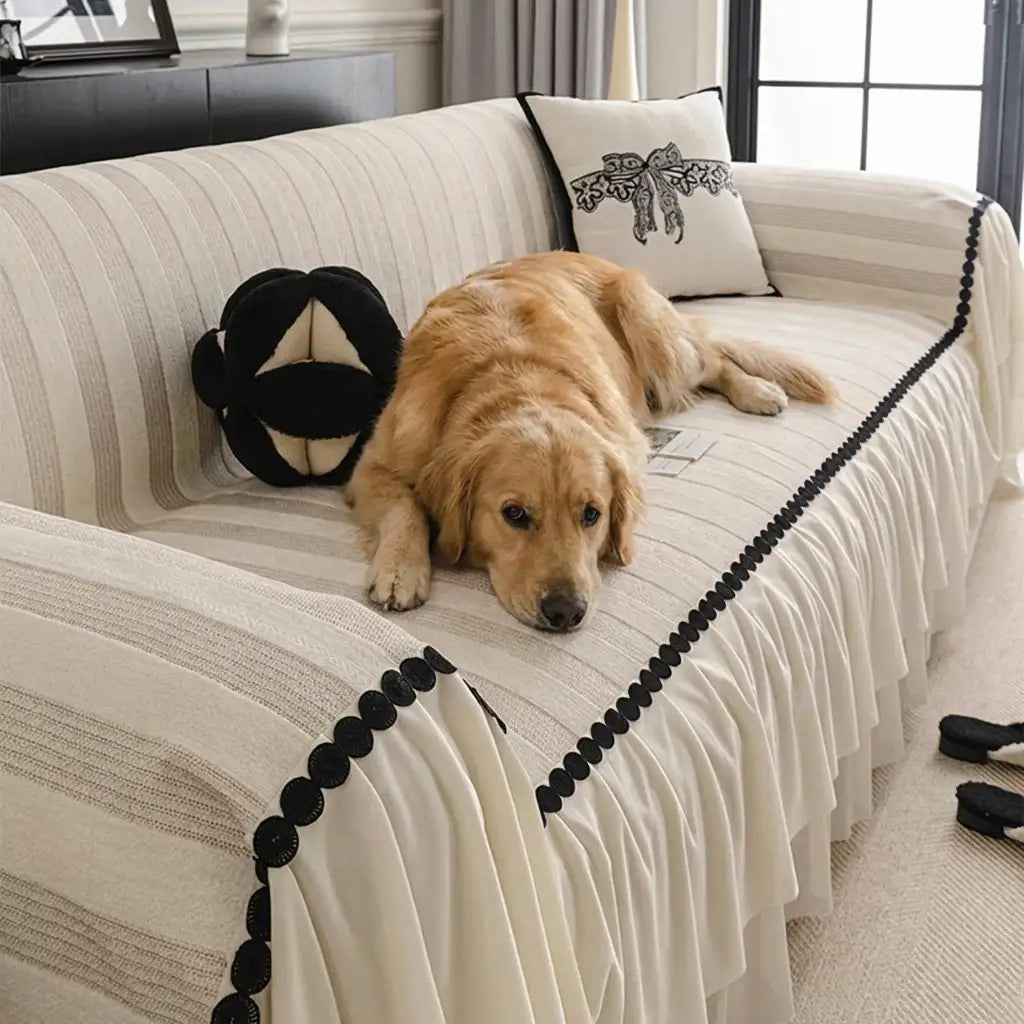 Chenille Scratch-Resistant Pet-Friendly Sofa Protector, Non-Slip Couch Cover