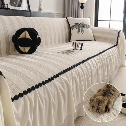 Chenille Scratch-Resistant Pet-Friendly Sofa Protector, Non-Slip Couch Cover