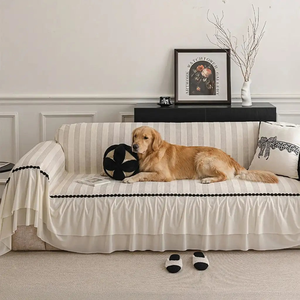 Chenille Scratch-Resistant Pet-Friendly Sofa Protector, Non-Slip Couch Cover
