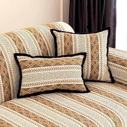 Color-Block Striped Chenille Non-Slip Couch Cover — All-Season Protection and Cozy Fit