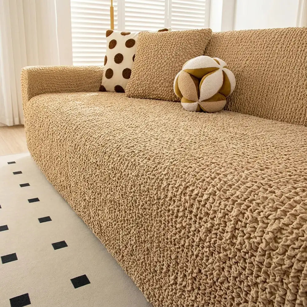 Cream-Style Seersucker Armchair Cover - Breathable, Stretchy, Full-Coverage Magic-Fit