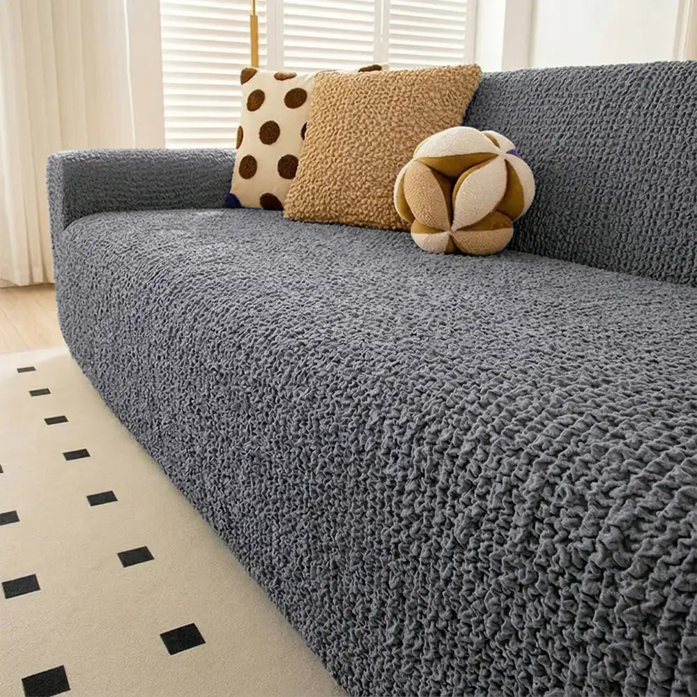 Cream-Style Seersucker Armchair Cover - Breathable, Stretchy, Full-Coverage Magic-Fit