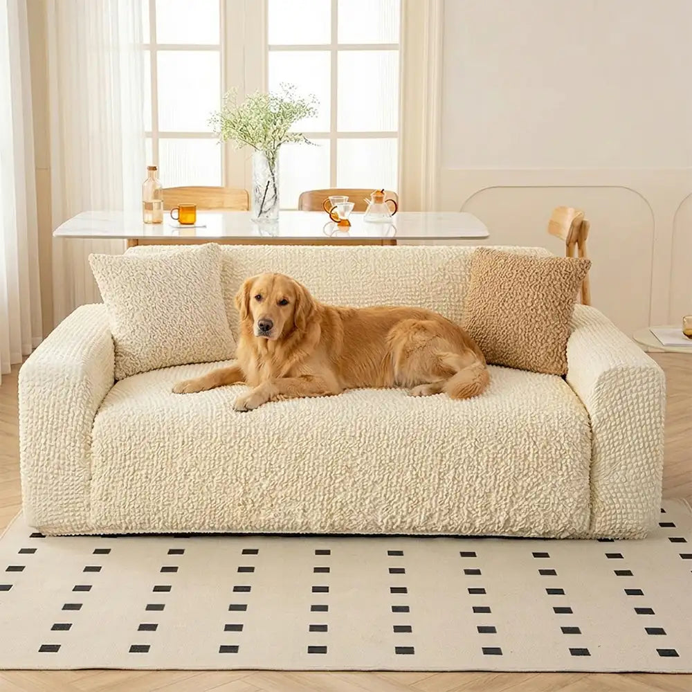 Cream-Style Seersucker Armchair Cover - Breathable, Stretchy, Full-Coverage Magic-Fit