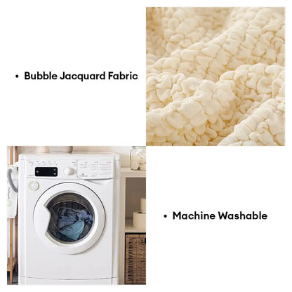 Cream-Style Seersucker Couch Cover - Breathable, Stretchy, Full-Coverage Magic Protector