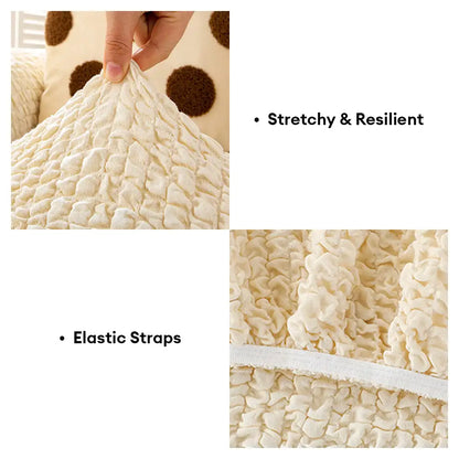 Cream-Style Seersucker Couch Cover - Breathable, Stretchy, Full-Coverage Magic Protector