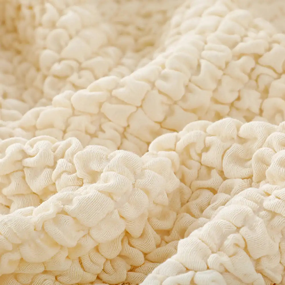 Cream-Style Seersucker Couch Cover - Breathable, Stretchy, Full-Coverage Magic Protector