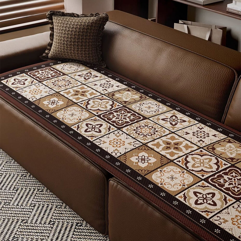 Elegant Bohemian Ice-Silk Breathable Couch Cover - Lightweight, Luxurious Protection for Your Sofa