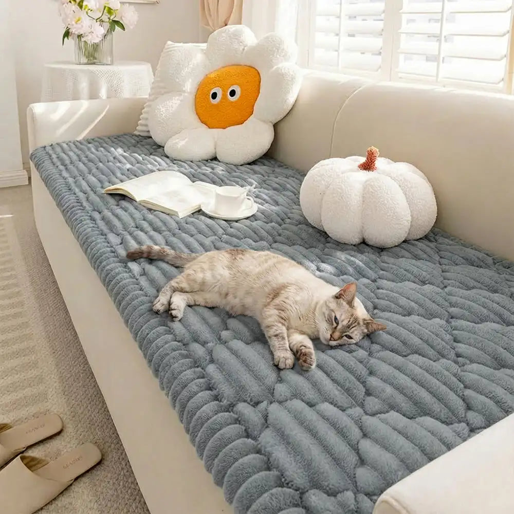 Fluffy Fuzzy Pet-Friendly Sofa Protector — Washable Couch Cover & Pet Mat