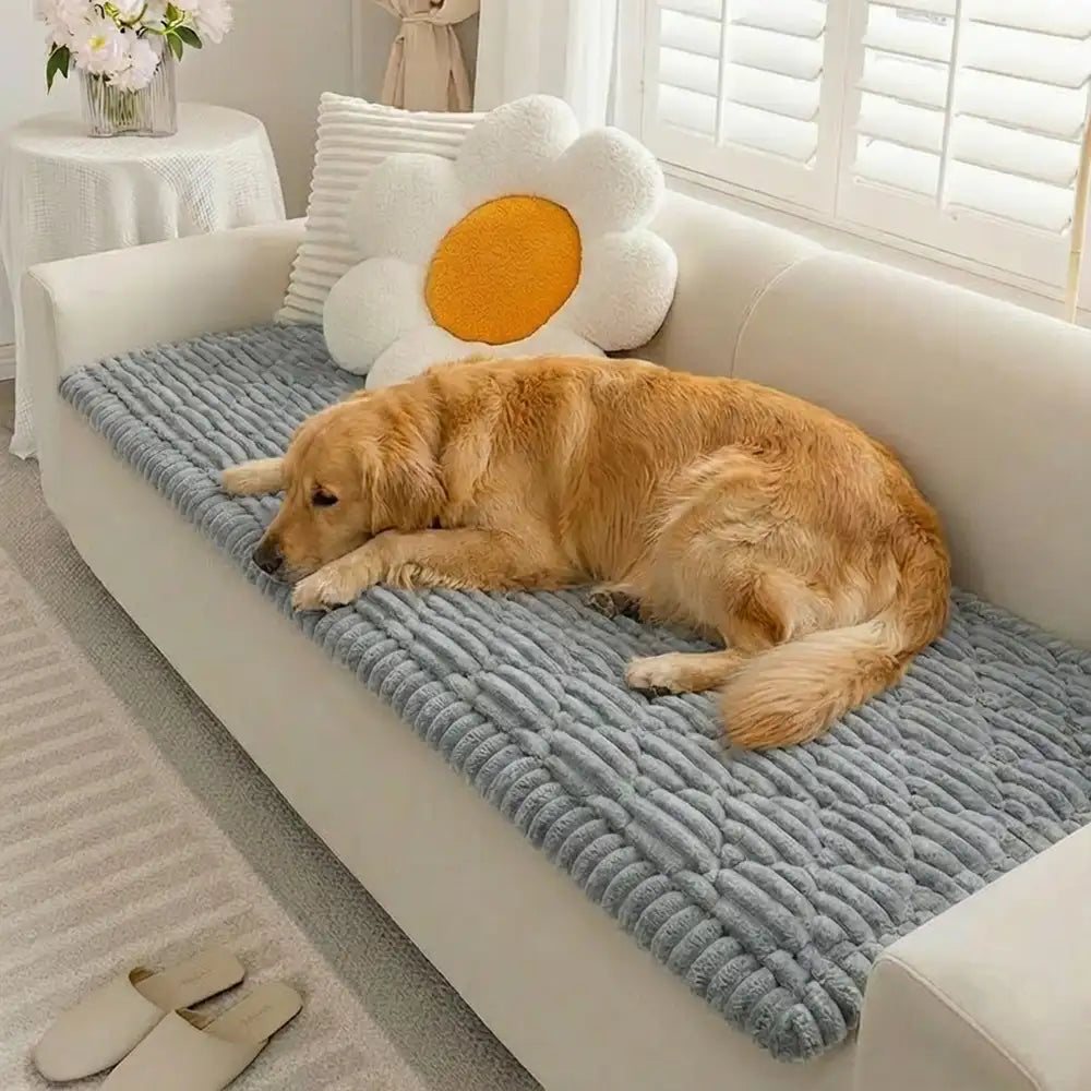 Fluffy Fuzzy Pet-Friendly Sofa Protector — Washable Couch Cover & Pet Mat