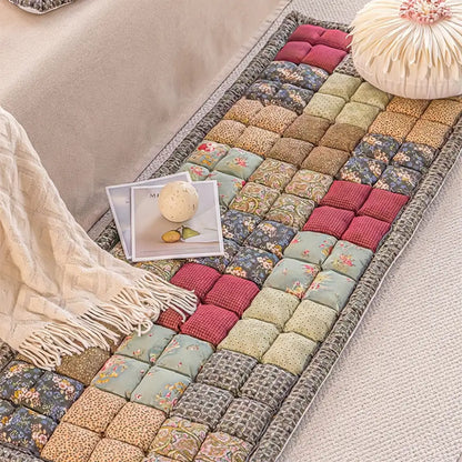 Handmade Vintage Floral Plush Pet Mat — Cushioned, Non-Slip Couch Cover
