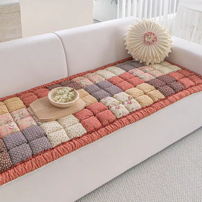 Handmade Vintage Floral Plush Pet Mat — Cushioned, Non-Slip Couch Cover