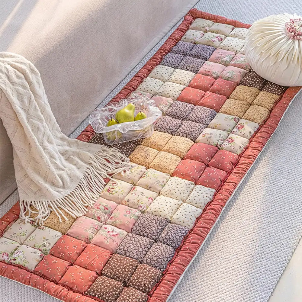 Handmade Vintage Floral Plush Pet Mat — Cushioned, Non-Slip Couch Cover