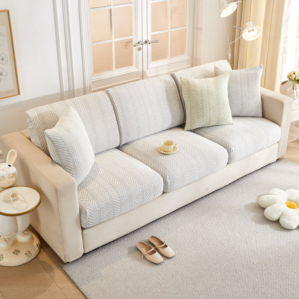 Herringbone Chenille Anti-Slip Couch Cover - Magic-Fit, Easy-Install Sofa Protector