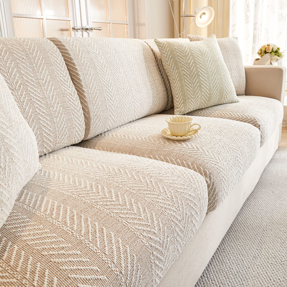 Herringbone Chenille Anti-Slip Couch Cover - Magic-Fit, Easy-Install Sofa Protector