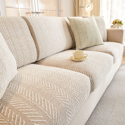 Herringbone Chenille Anti-Slip Couch Cover - Magic-Fit, Easy-Install Sofa Protector