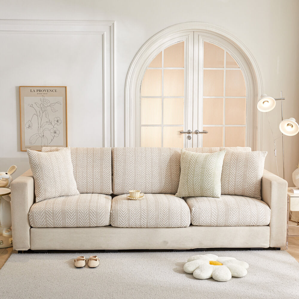 Herringbone Chenille Anti-Slip Couch Cover - Magic-Fit, Easy-Install Sofa Protector