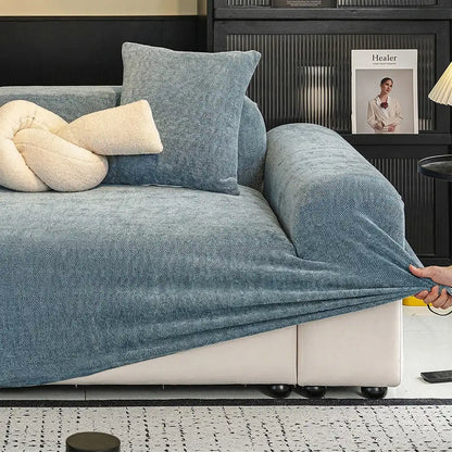 Herringbone Full-Coverage Armchair Protector – Soft, Scratch-Resistant Sofa Cover with Elastic Fit