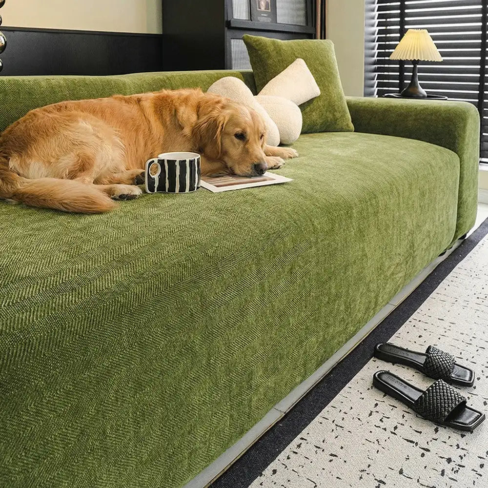 Herringbone Full-Coverage Armchair Protector – Soft, Scratch-Resistant Sofa Cover with Elastic Fit
