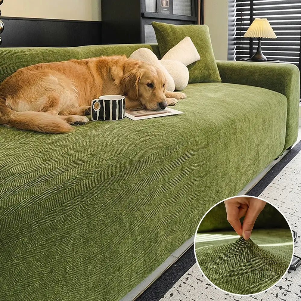Herringbone Full-Coverage Armchair Protector – Soft, Scratch-Resistant Sofa Cover with Elastic Fit