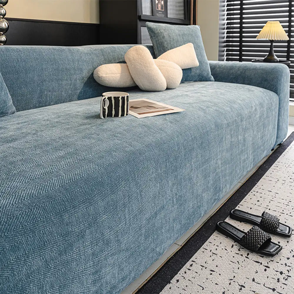 Herringbone Full-Coverage Armchair Protector – Soft, Scratch-Resistant Sofa Cover with Elastic Fit