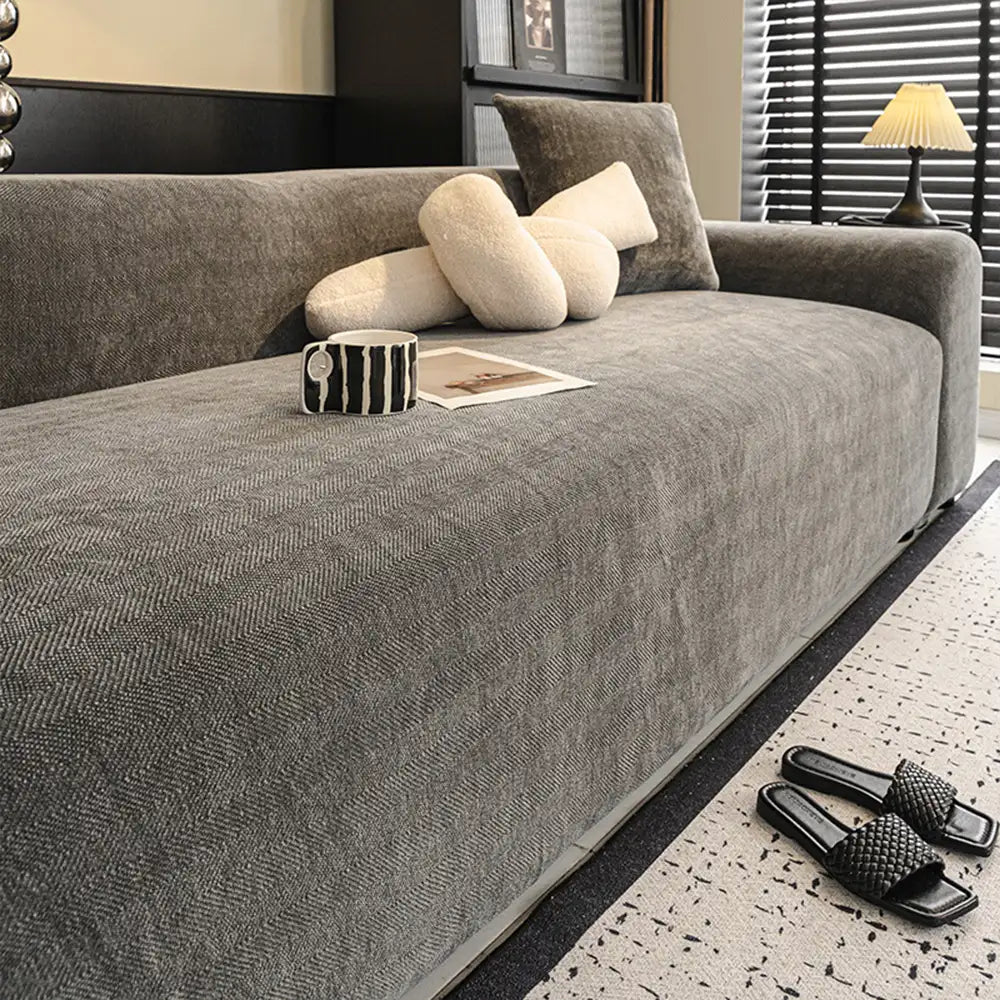 Herringbone Full-Coverage Armchair Protector – Soft, Scratch-Resistant Sofa Cover with Elastic Fit