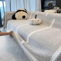 Cozy Herringbone Chenille Throw with Fringe – Plush Couch Cover for Ultimate Comfort
