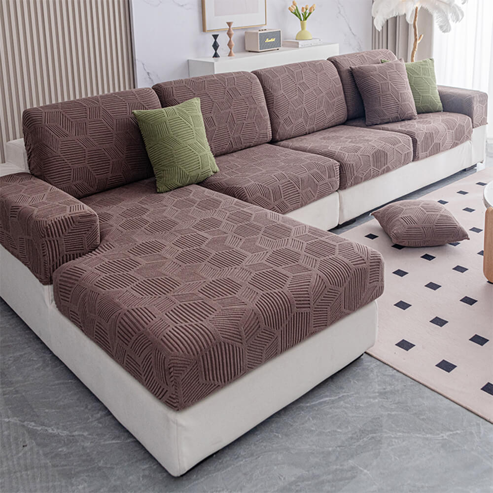 Honeycomb Pattern Water-Resistant Stretch Couch Cover - Full-Cover Magic Protector