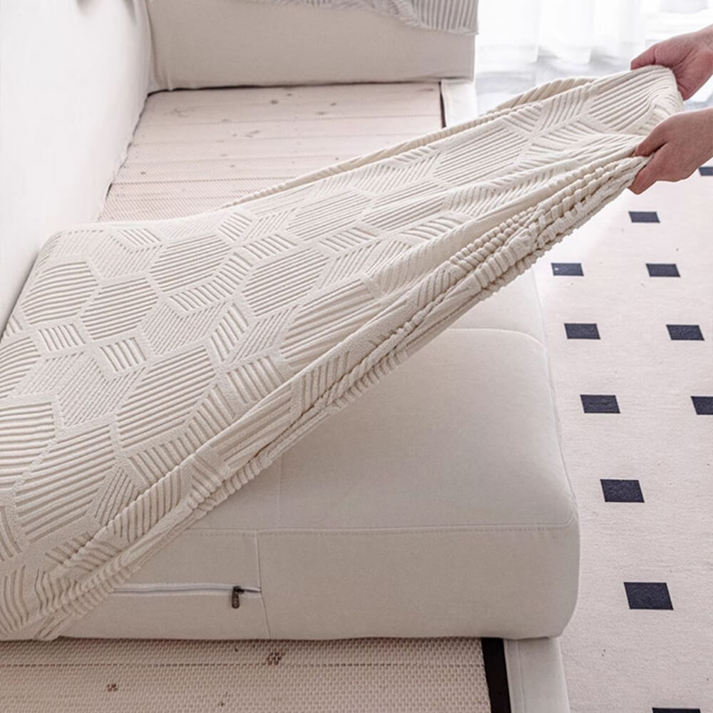 Honeycomb Pattern Water-Resistant Stretch Couch Cover - Full-Cover Magic Protector