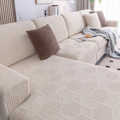 Honeycomb Pattern Water-Resistant Stretch Couch Cover - Full-Cover Magic Protector