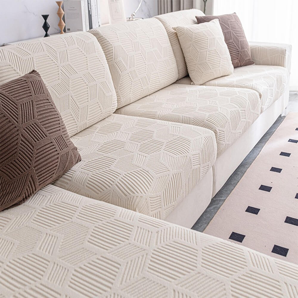 Honeycomb Pattern Water-Resistant Stretch Couch Cover - Full-Cover Magic Protector
